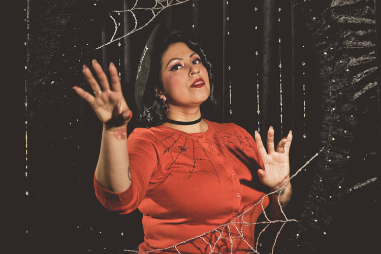 No Restock, 1 Small left! Spiderweb Cardigan in Burnt Orange