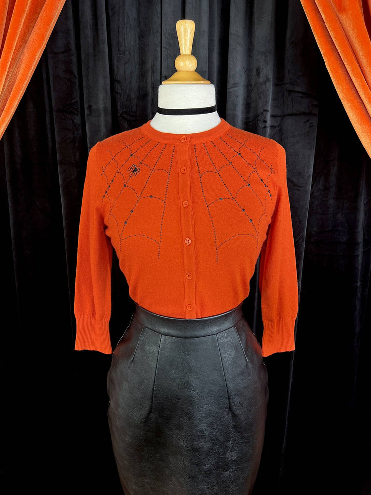No Restock, 1 Small left! Spiderweb Cardigan in Burnt Orange