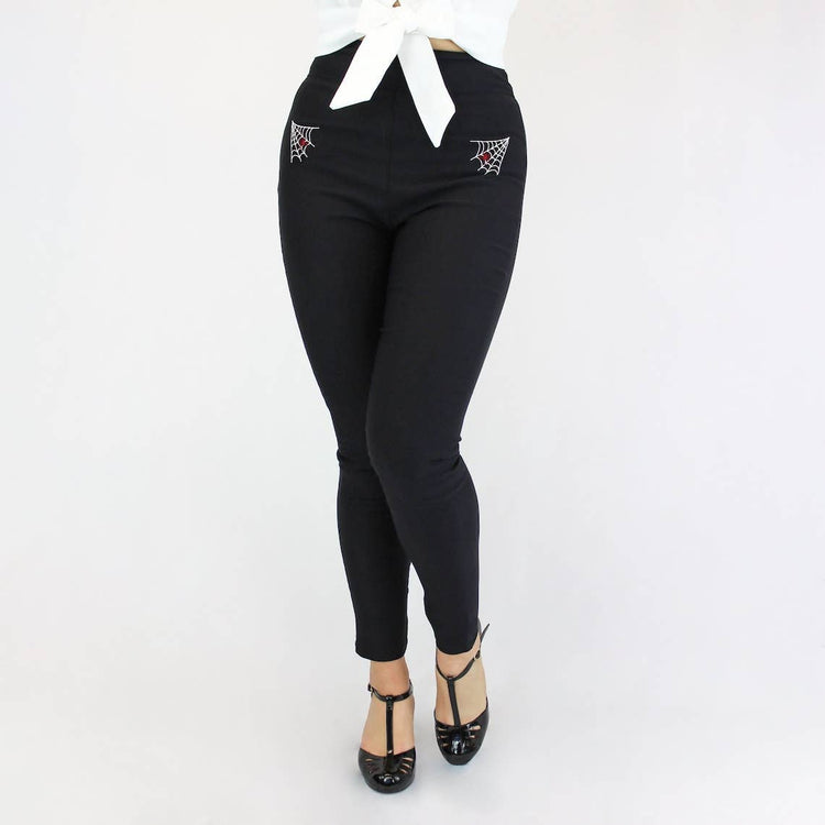 Pin Up Pants, Spiderweb Cigarette Pants XS-3XL