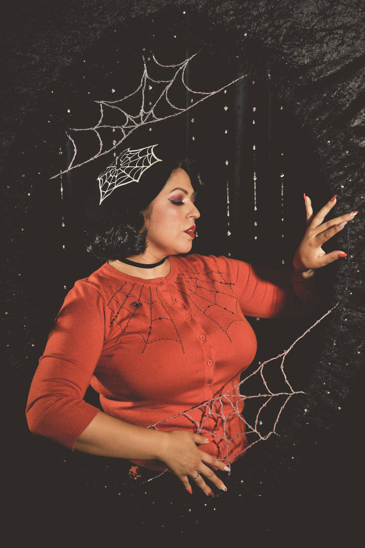 No Restock, 1 Small left! Spiderweb Cardigan in Burnt Orange