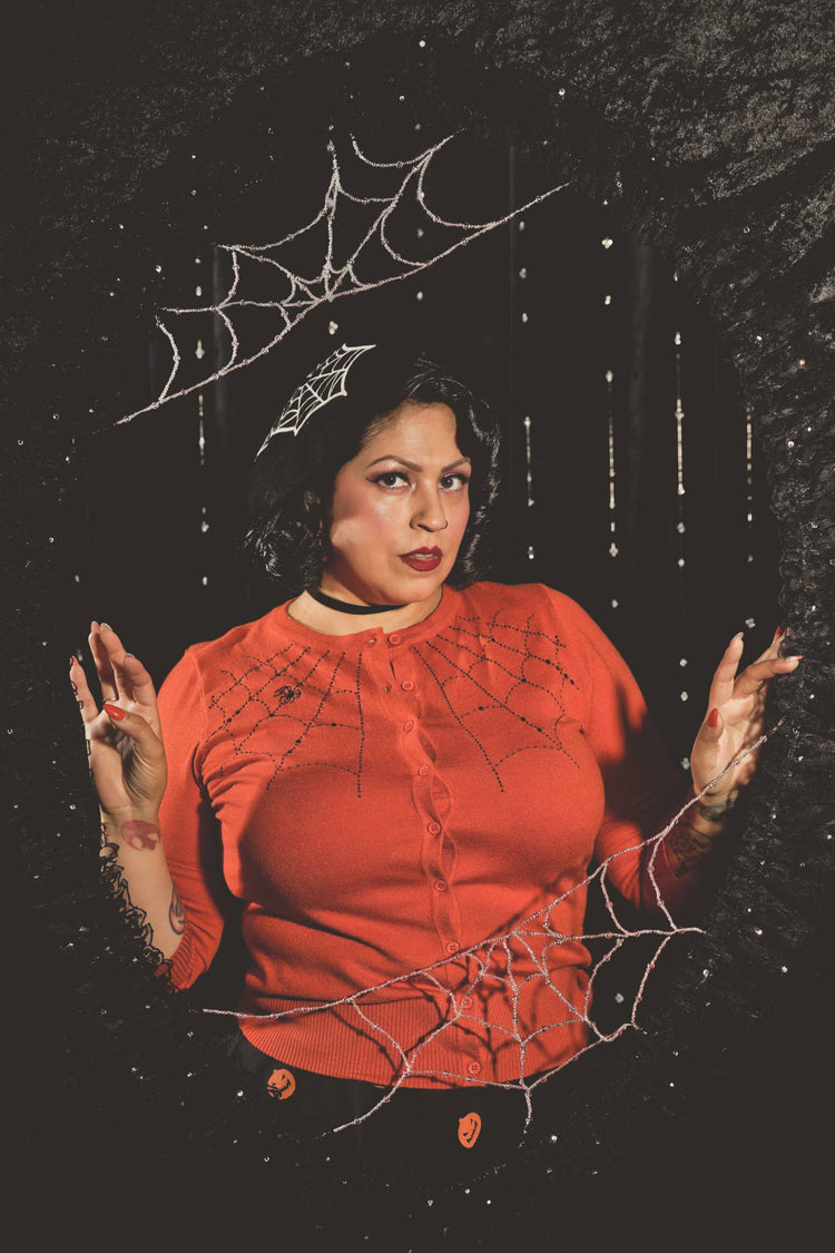 No Restock, 1 Small left! Spiderweb Cardigan in Burnt Orange