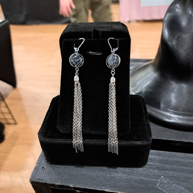 Real Spiderweb Chain Dangles (Earrings)