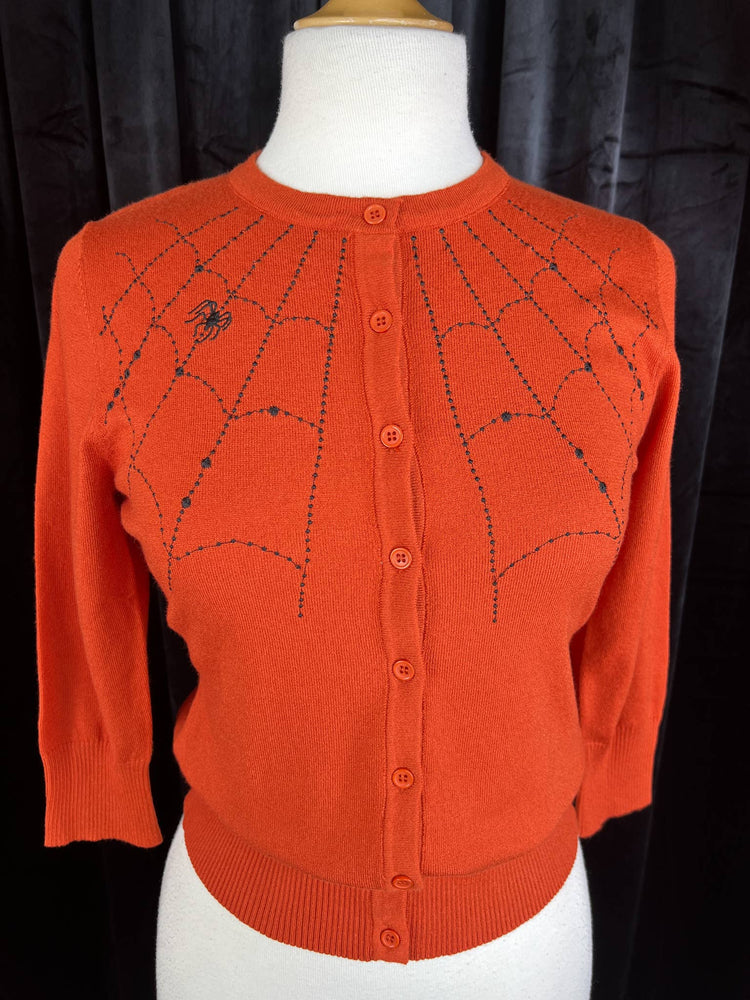 No Restock, 1 Small left! Spiderweb Cardigan in Burnt Orange