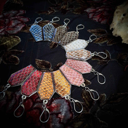 Assorted Holographic Snakeskin Coffin (Earrings )
