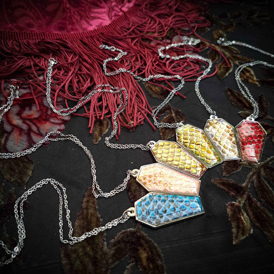 Assorted Holographic Snakeskin Coffin (Necklace)