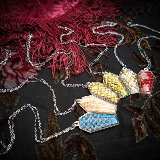 Assorted Holographic Snakeskin Coffin (Necklace)
