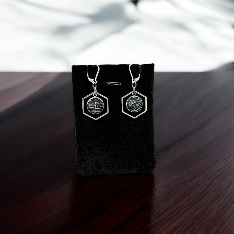 Real Spiderweb Hollow Hexagon Dangles