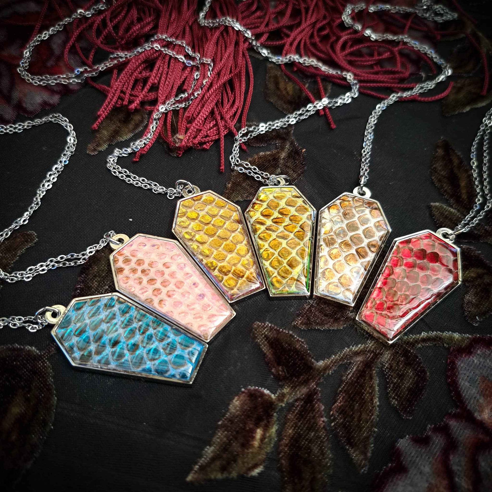 Assorted Holographic Snakeskin Coffin (Necklace)