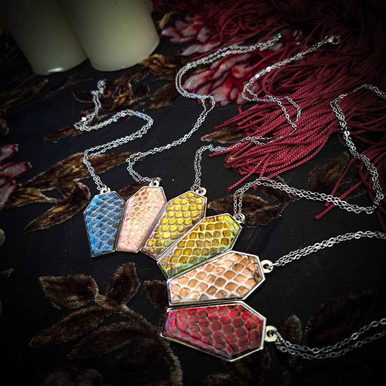 Assorted Holographic Snakeskin Coffin (Necklace)