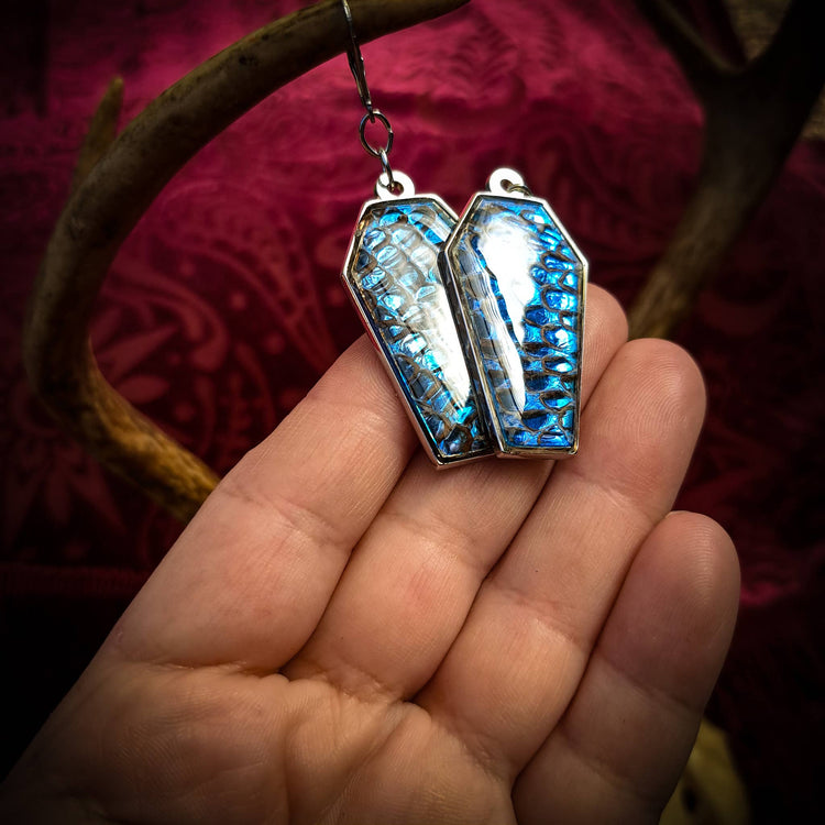 Assorted Holographic Snakeskin Coffin (Earrings )
