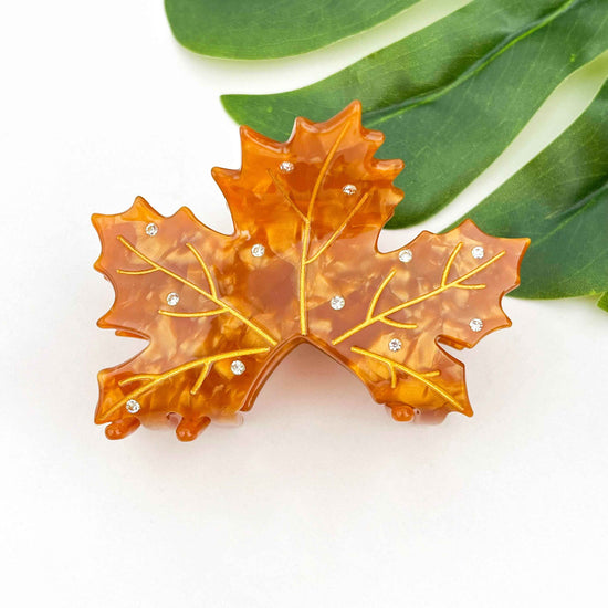Acetate Red Maple Leaf Hair Claw, Autumn & Winter Hair Clip