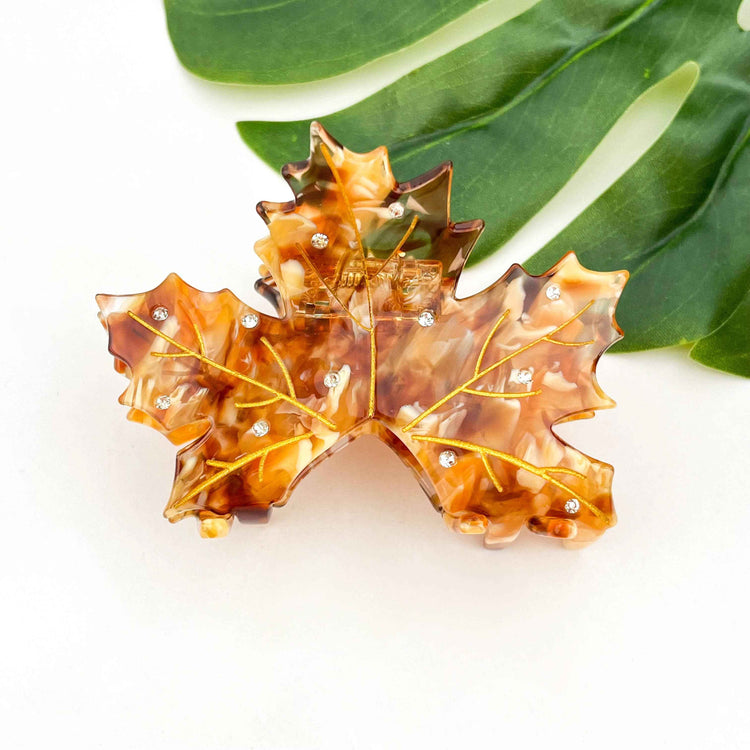 Acetate Red Maple Leaf Hair Claw, Autumn & Winter Hair Clip