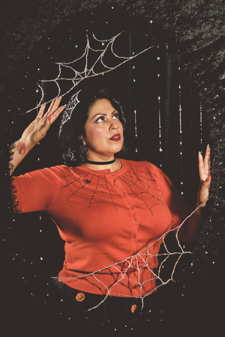 Spiderweb Cardigan in Burnt Orange