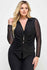 Plus Size Long Sleeve Mesh Collar Button Down Top JK18613-T