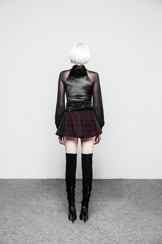 Gothic Velvet Mesh Cross Shirt