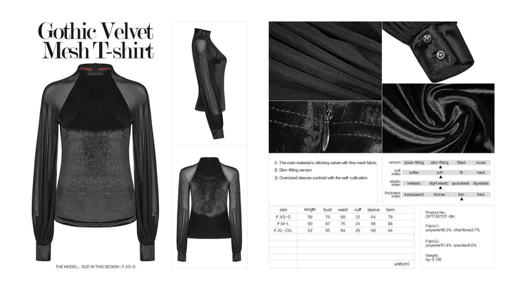 Gothic Velvet Mesh Cross Shirt
