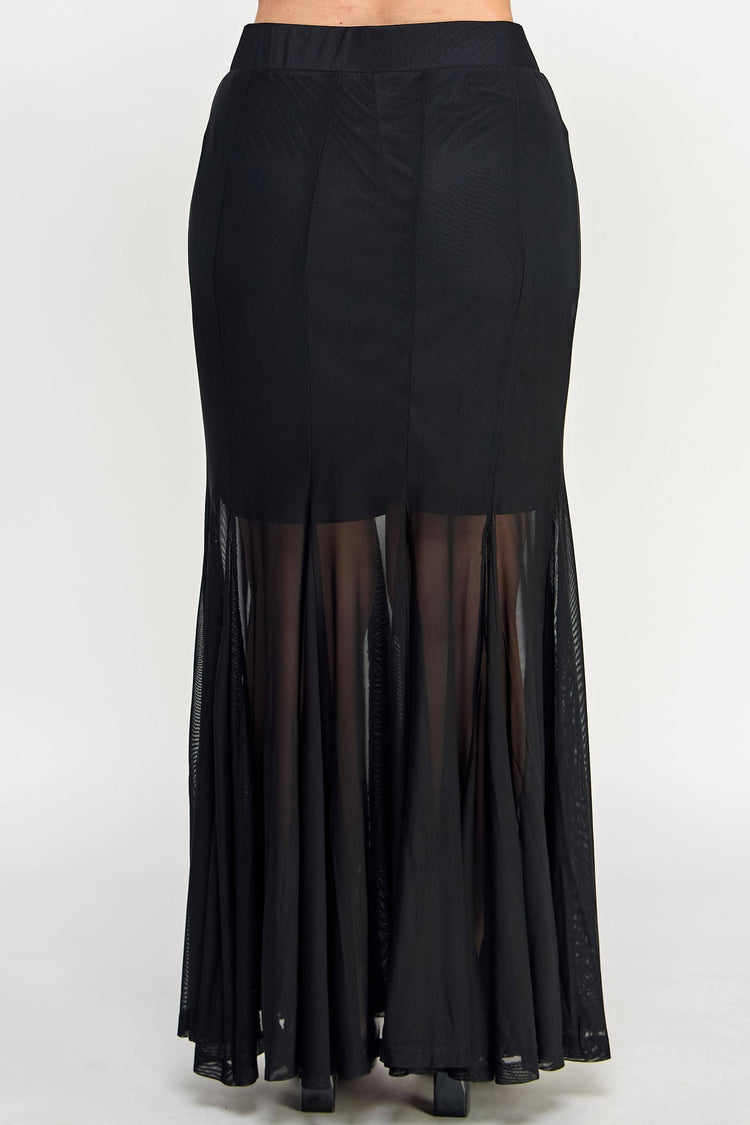 Plus Size Mesh Maxi Skirt