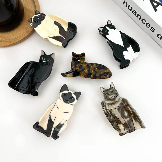 Sitting Cat Hair Claw Clip Collection, Animal Hair Clip