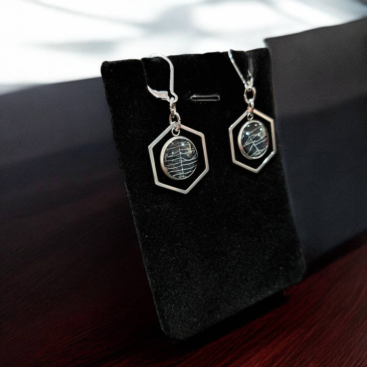 Real Spiderweb Hollow Hexagon Dangles