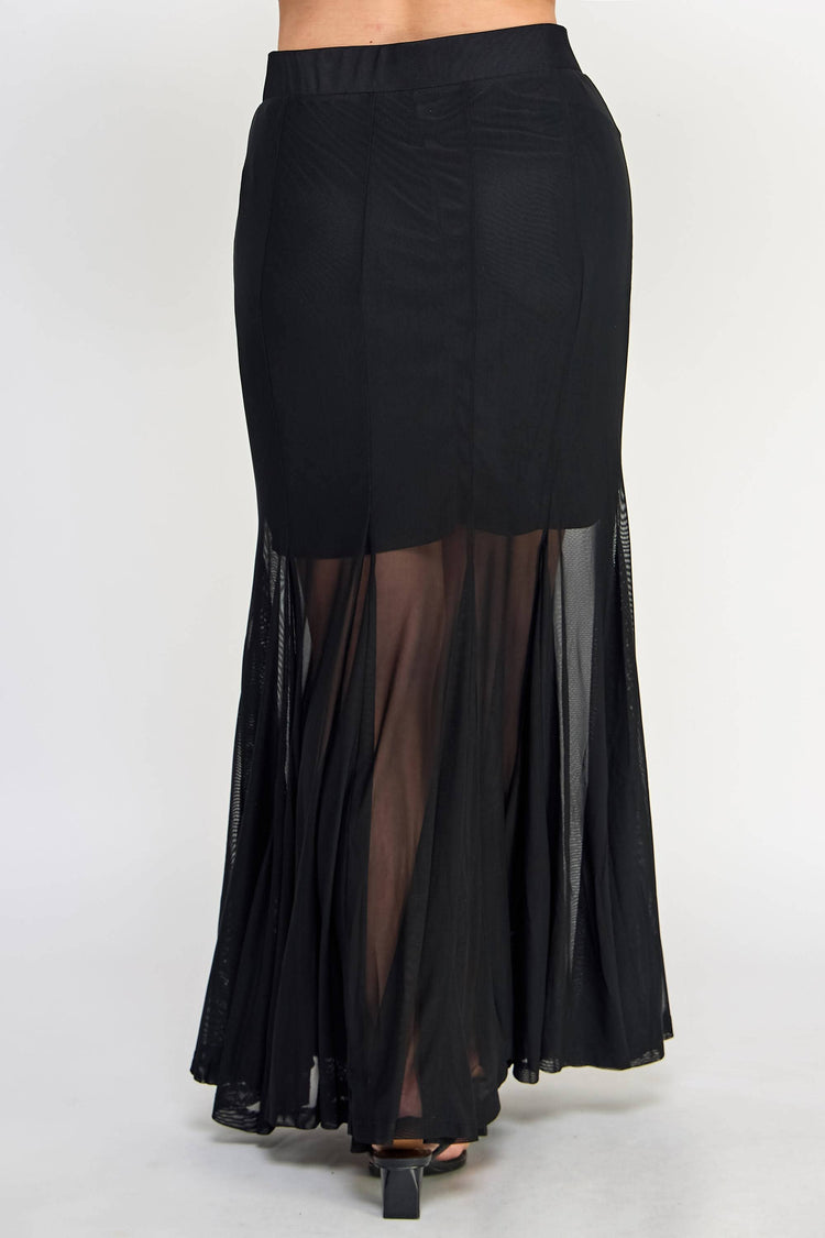 Plus Size Mesh Maxi Skirt