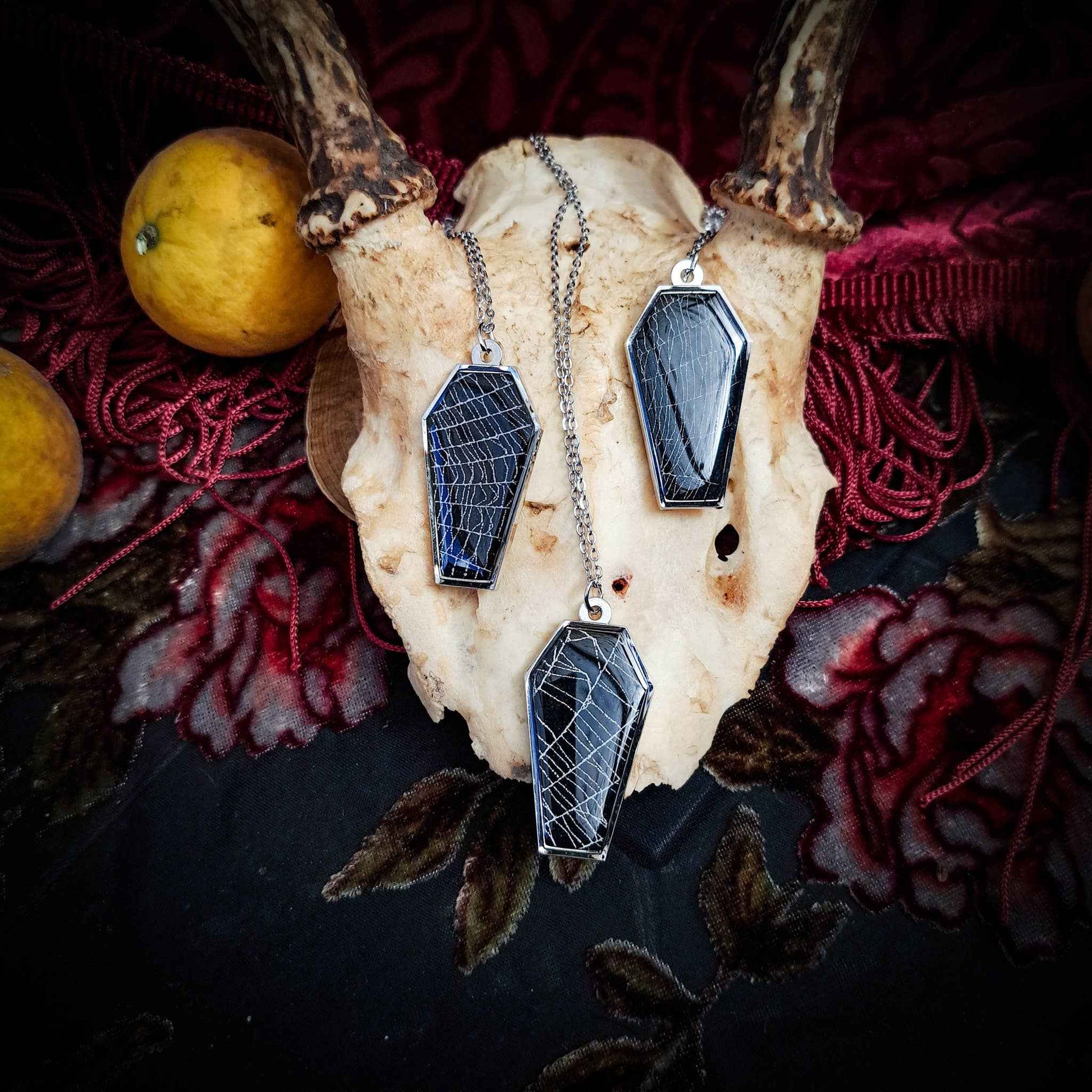 Real Spiderweb Coffins Silver (Necklace)