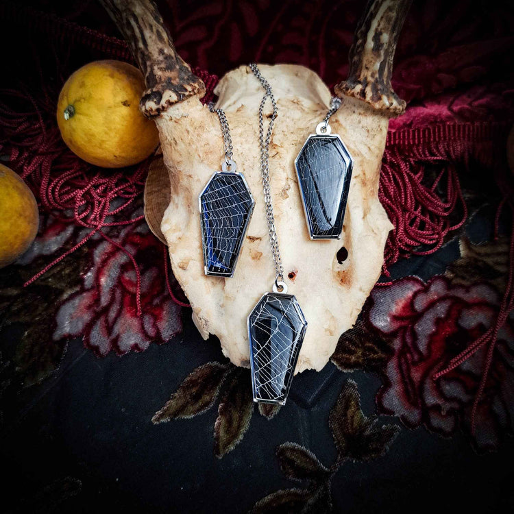 Real Spiderweb Coffins Silver (Necklace)