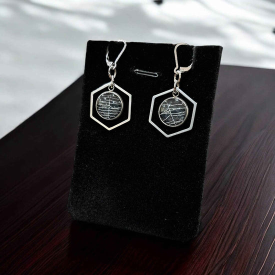 Real Spiderweb Hollow Hexagon Dangles