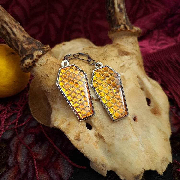 Assorted Holographic Snakeskin Coffin (Earrings )