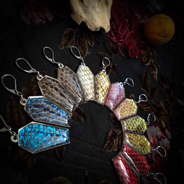 Assorted Holographic Snakeskin Coffin (Earrings )