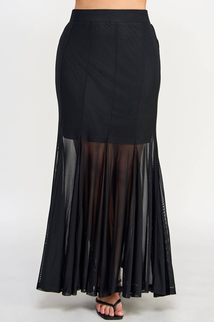 Plus Size Mesh Maxi Skirt