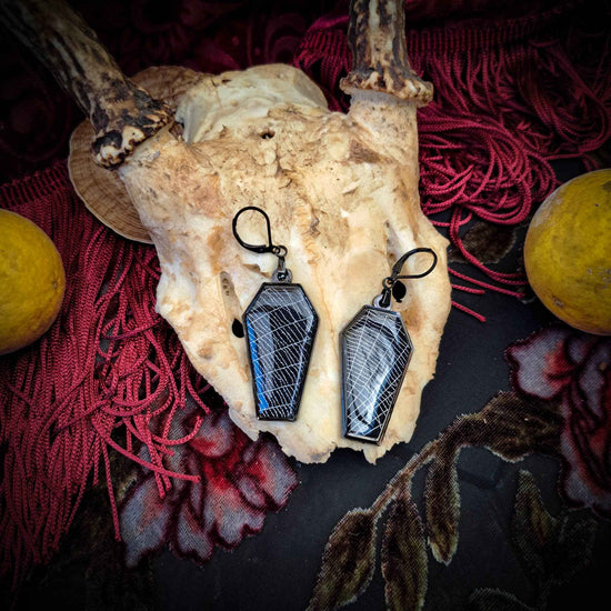 Real Spiderweb Coffin Black (Earrings)