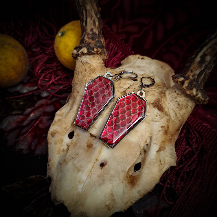 Assorted Holographic Snakeskin Coffin (Earrings )