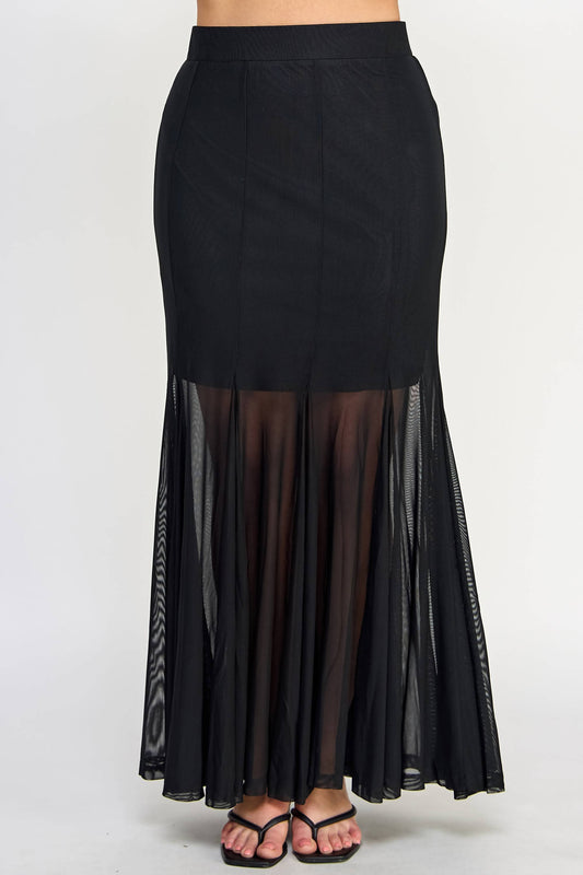 Plus Size Mesh Maxi Skirt