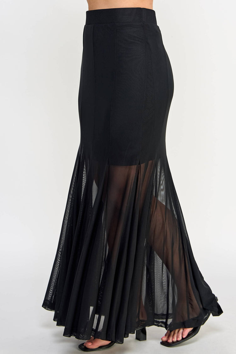 Plus Size Mesh Maxi Skirt